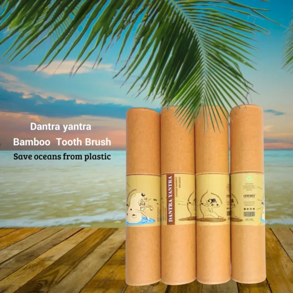 Dantra Yantra bamboo tooth Brush is a set of the 4 plastic free unique brush to make planet happy