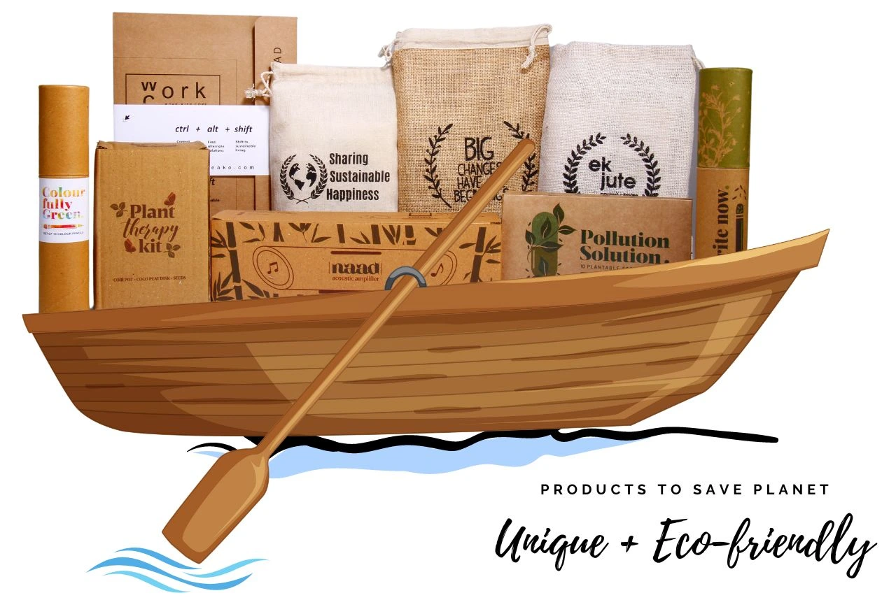 Unique and eco friendly products in a boat to solve plastic problem and climate change.
