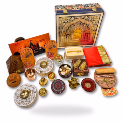 Deep-ly Thoughtful Divine Deepawali Gifting Kit – A Royal Homecoming from Ayodhya | Eco-Friendly Premium Pooja Gift Box with 28 Sacred Items