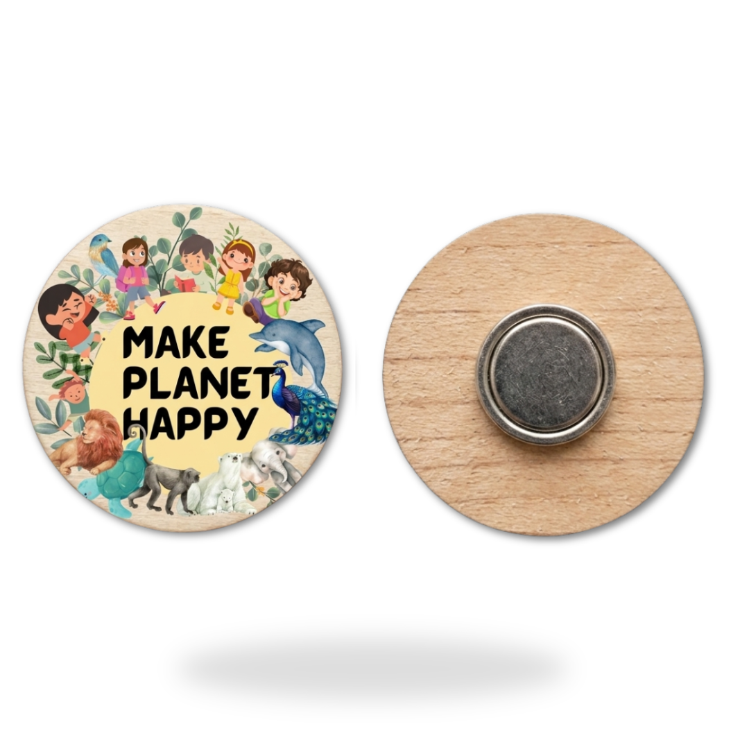 Wooden  Digital Pin with Magnetic Clip