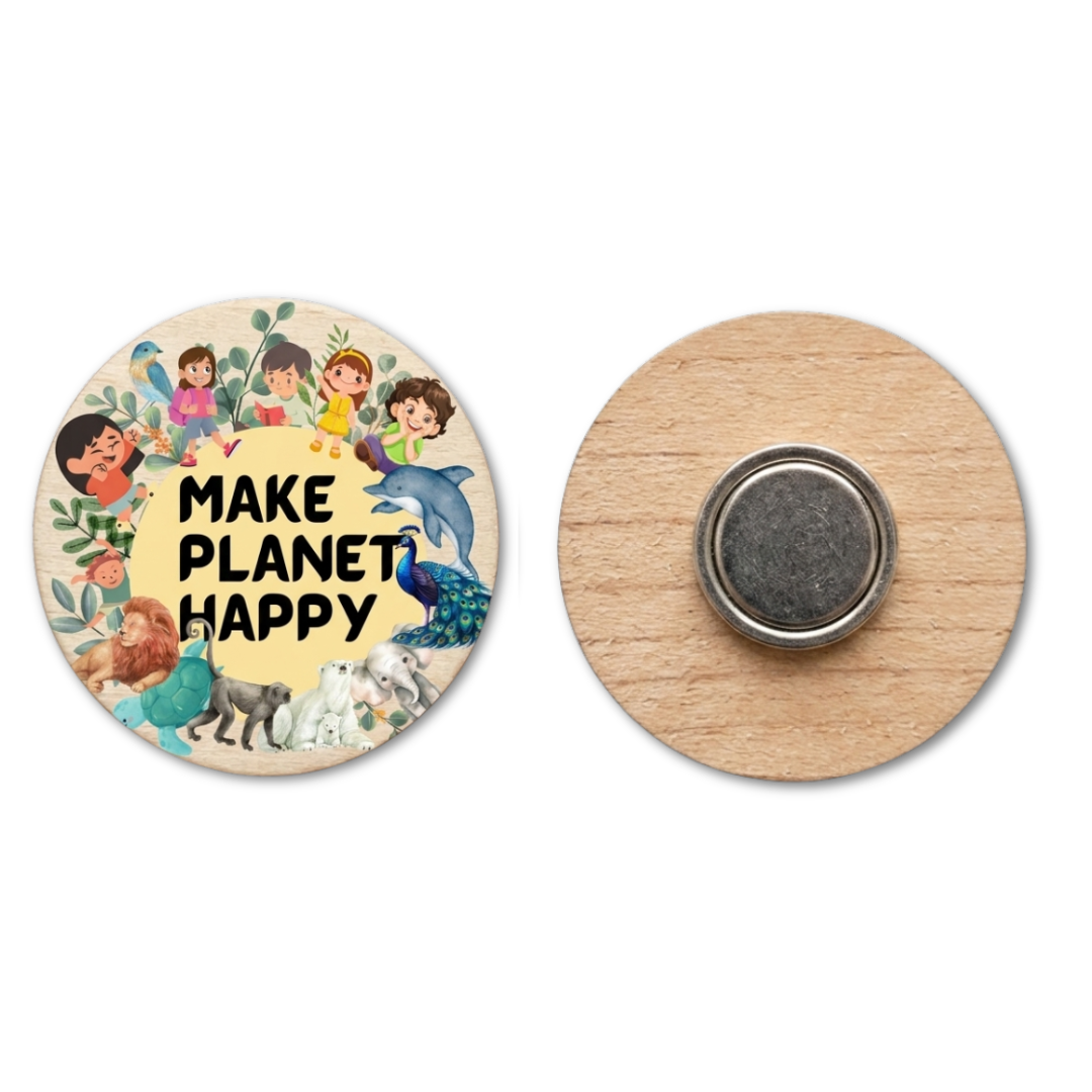 Wooden  Digital Pin with Magnetic Clip